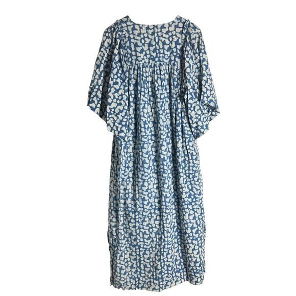 Mirth Coba Blue Mosaic Print V-Neck Kaftan Boho Coastal Beach Maxi Dress Size M - Picture 9 of 11